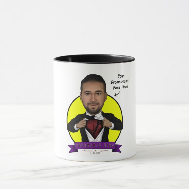 Caneca Caricatura do padrinho de casamento/Deadpool (Centro)