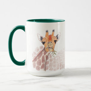 Caneca Caricatura Girafa a balbuciar num ramo da acácia