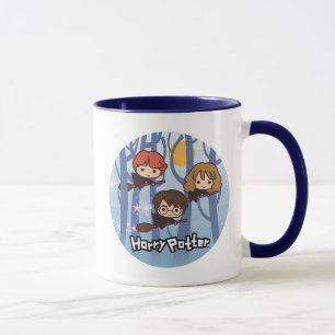 Caneca Caricatura Harry, Ron E Hermione Voando Em Florest