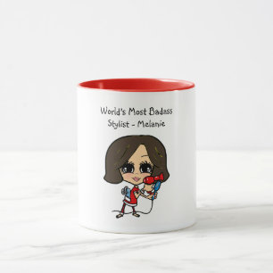 Caneca Caricatura MUG personalizada da lista de cabelos d