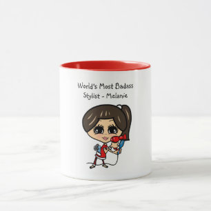 Caneca Caricatura MUG personalizada da lista de cabelos d