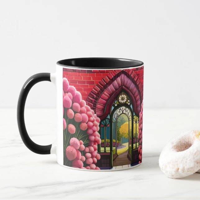 Caneca Carnações Adorn Gate: Bem-vindos ao Jardim Secreto (Com Donut)