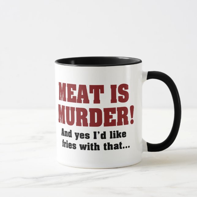 Caneca Carne É Assassinato! E Sim, Eu Gostaria De Batatas (Direita)