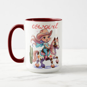 Caneca Carona com alegria - Garota-branca em seu cavalo p