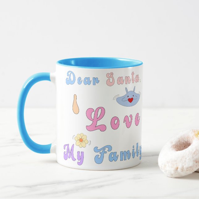 Caneca | Caros Papais noeis, Eu Amo Minha Família (Com Donut)