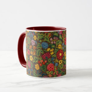 Caneca Carpete bordado floral, cores vivas