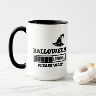 Caneca Carregando Halloween, por favor aguarde texto pret