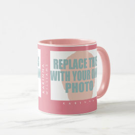 Caneca carregar e criar foto_mug cor-de-rosa com nome