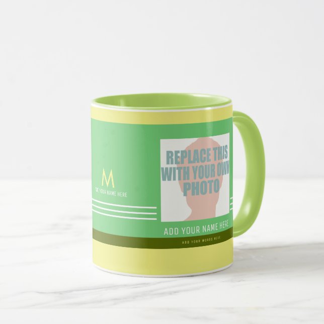 Caneca carregue sua própria foto, crie um legal verde (Frente Esquerda)