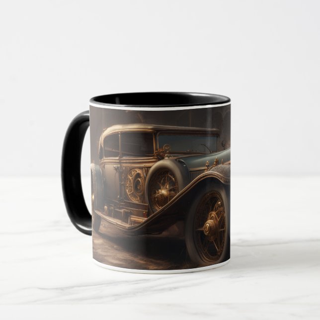 Caneca Carro Clássico Estilo Steampunk (Frente Esquerda)
