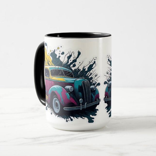 Caneca Carro com Mancha de Tinta Vintage (Frente Esquerda)