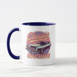 Caneca Carro do Pôr do Sol Nostálgico Synthwave
