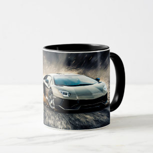 Caneca Carro Esportivo Preto Aerodinâmico e Elegante