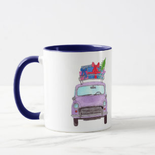 Caneca Carro roxo com dobras de Natal