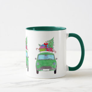 Caneca Carro Verde com Dobras de Natal