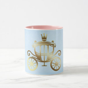 Caneca Carruagem de Ouro Elegante Conto da Princesa Azul