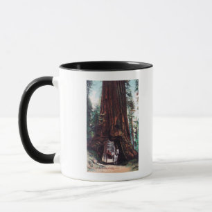 Caneca Carruagem viajando sob uma Sequoia Gigante