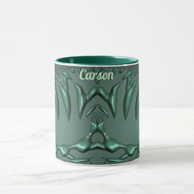 Caneca CARSON ~ Zany 3D Fractal ~ Verde 3D (Centro)