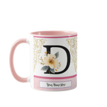 Caneca Carta D Botânica – Inicial Floral Suave com
