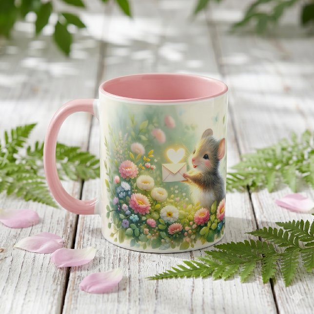 Caneca Carta de Amor do Rato da Cabana Prado (Cottage Mouse Love Letter Meadow Mug)