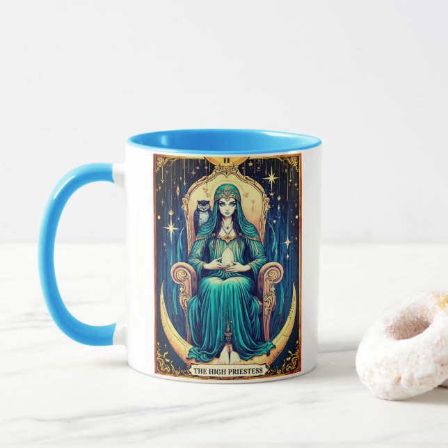 Caneca Carta de Tarot, a Summa Sacerdotisa 2 (Com Donut)