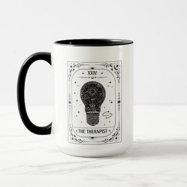 Caneca Carta de Tarot do Terapeuta Preto Presente  (Esquerda)