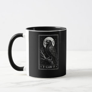 Caneca Cartão de Corvo F-Caw-F Engraçado Halloween Vintag
