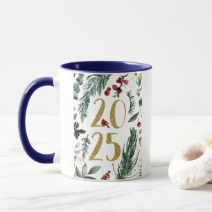 Caneca Cartão de Férias de Anos novos Elegante Blue Rusti