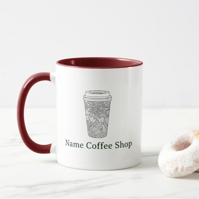 Caneca Cartão de Fidelidade de Cafeteria Simples Moderno (Com Donut)