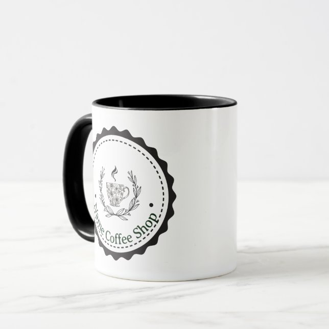 Caneca Cartão de Fidelidade de Cafeteria Simples Moderno (Frente Esquerda)