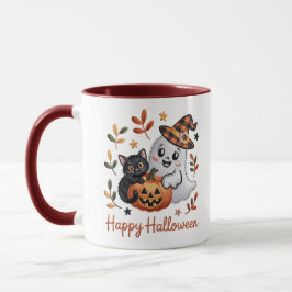 Caneca Cartão Encantador de Saudação do Halloween - Desen