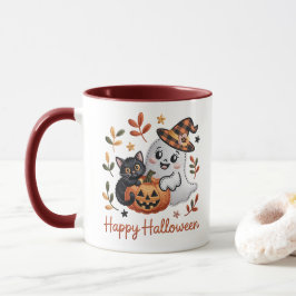 Caneca Cartão Encantador de Saudação do Halloween - Desen