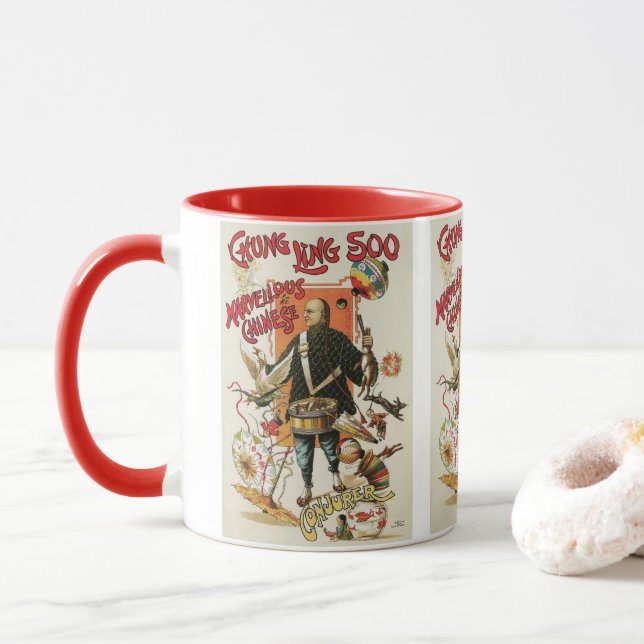 Caneca Cartaz Antigo Mágica, Mágico Chung Ling Soo (Com Donut)