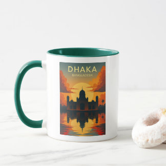 Caneca Cartaz de Arte Digital do Mausoléu de Dhaka ao Pôr