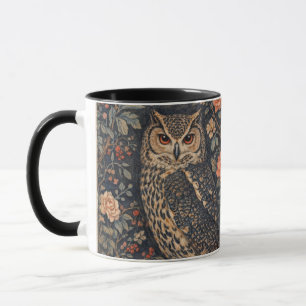 Caneca Cartaz de Arte Floral de Coruja Vintage Ave da F