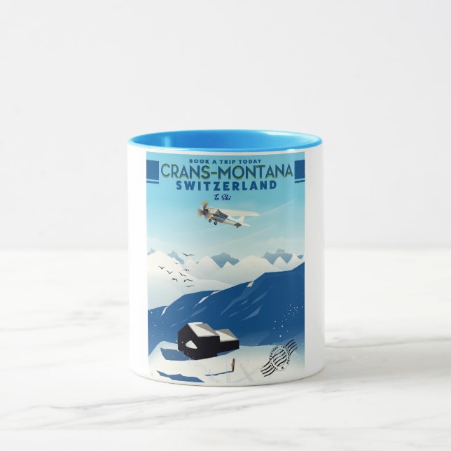 Caneca cartaz de esqui crans-montana Suíça (Centro)