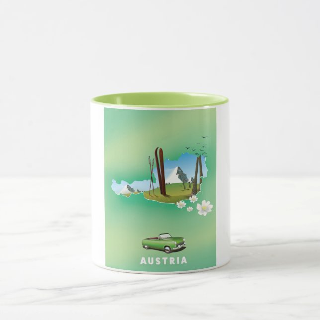 Caneca Cartaz de viagem de esqui na Áustria (Centro)