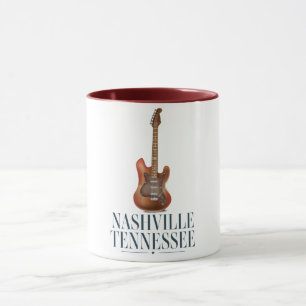 Caneca Cartaz de viagem de guitarra de Nashville Tennesse