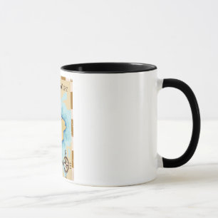 Caneca cartaz de viagem do mapa do tesouro da Ilha de Wig