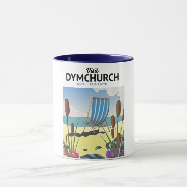Caneca Cartaz de viagem para Dymchurch Kent à beira-mar (Centro)
