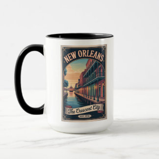Caneca Cartaz de Viagem Retro Vintage Nova Orleans Louisi