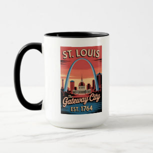 Caneca Cartaz de Viagem Retro Vintage St. Louis Missouri