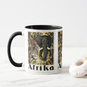 Caneca Cartaz de Viagem Vintage África, Elefante Africano
