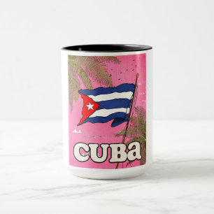 Caneca Cartaz de Viagem Vintage Bandeira Cubana