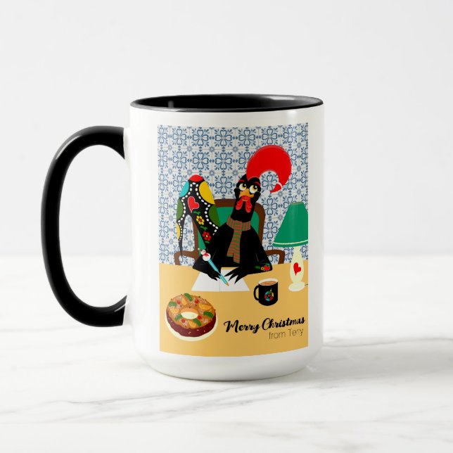 Caneca Cartões de natal do Galo Português (Esquerda)