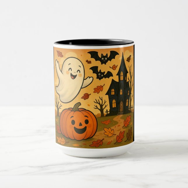 Caneca Cartografia de abóbora-fantasma do Dia das Bruxas (Centro)