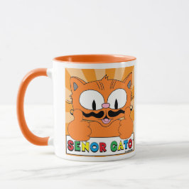 Caneca Cartoon Bigode Gato Senor Gato Polegares Para Cima