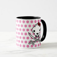 Cartoon Black White Jolly Gatinho Pirata Ossos do