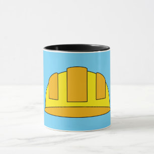 Caneca Cartoon de chapéu de Duro amarelo