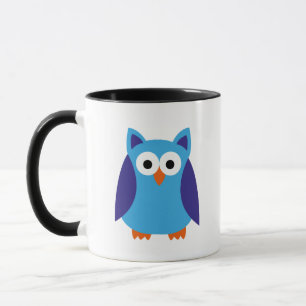 Caneca Cartoon de coruja azul